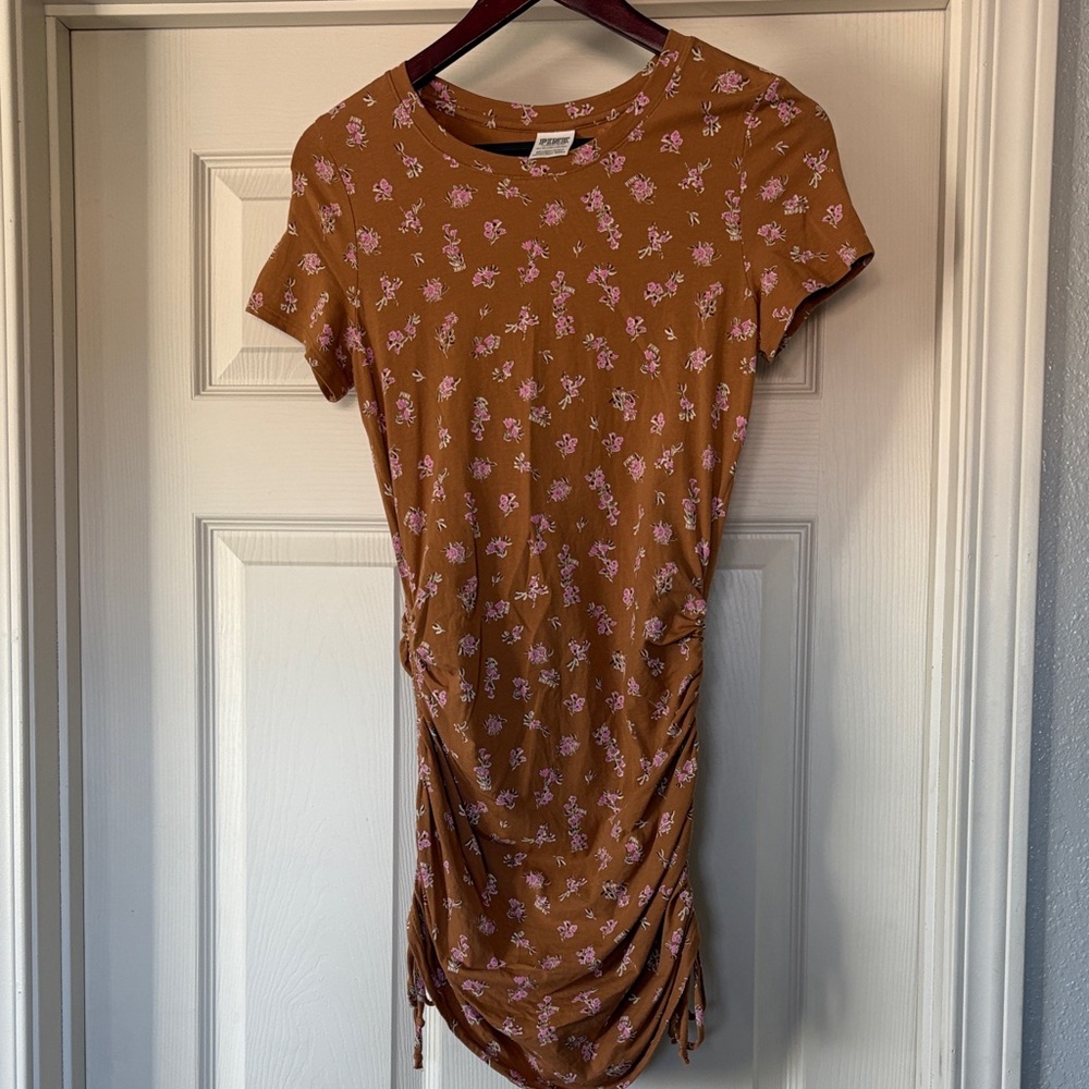 Floral Ruched Brown Dress from PINK
